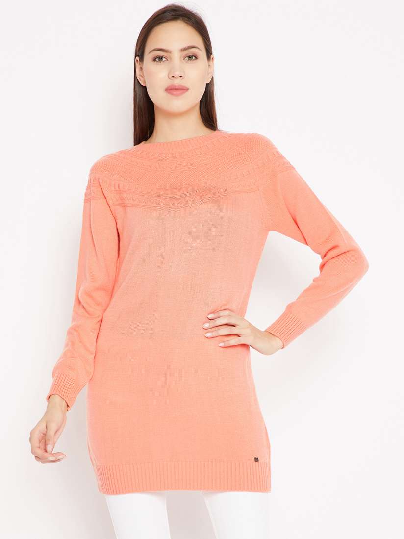 Buy Madame Women Peach Coloured Pullover Sweaters for Women 7273066 Myntra