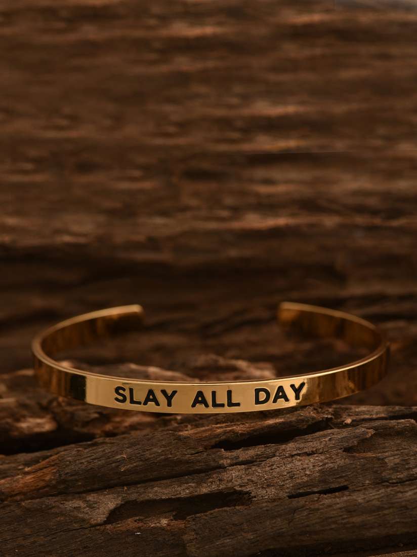 Buy Pipa Bella Gold Slay All Day Karma Bangle Bracelet for Women 7276501 Myntra