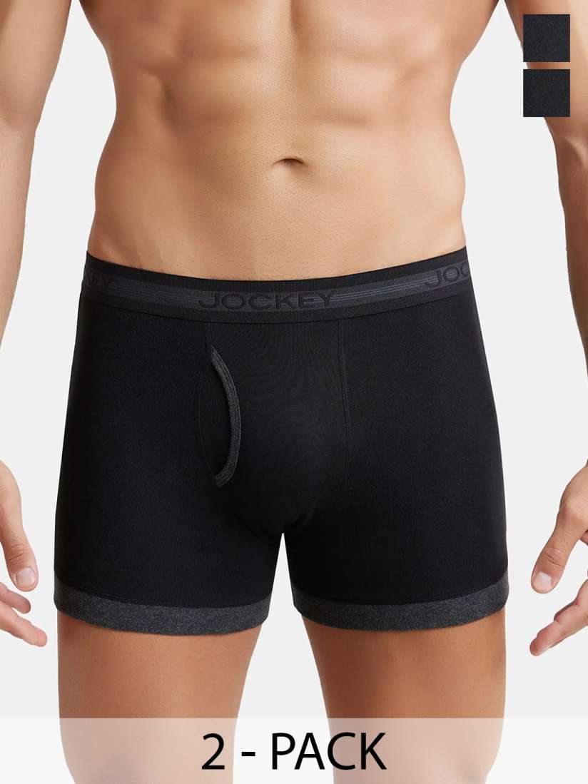 Buy Pack Of 2 Super Combed Cotton Rib Solid Boxer Brief with StayFresh Treatment 1017 Trunk for Men 7276578 Myntra