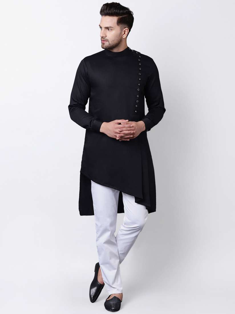 Buy I Know Men Black Solid A Line Kurta Kurtas for Men 7280238 Myntra