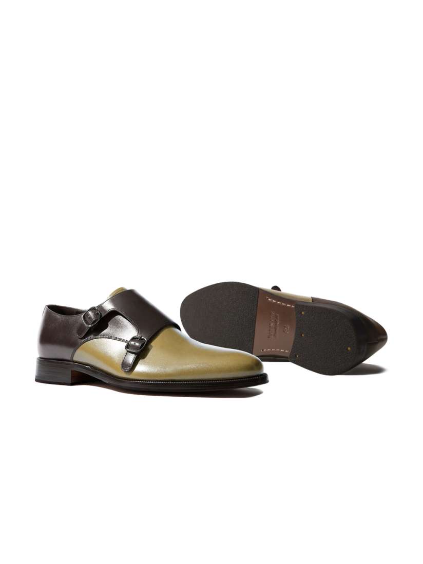 Buy Rapawalk Brown Beige Handcrafted Wide Width Leather Monks Formal Shoes for Men 7283174 Myntra