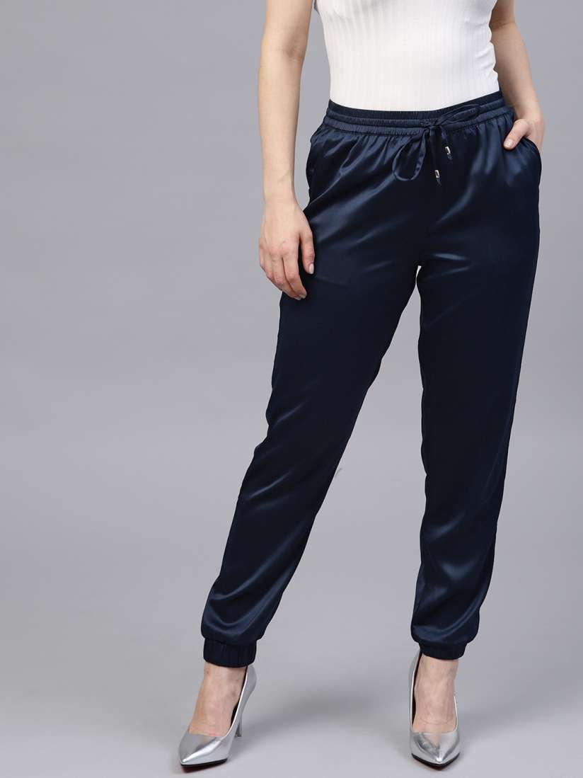 Buy STREET 9 Women Navy Solid Joggers Track Pants for Women 7287324 Myntra