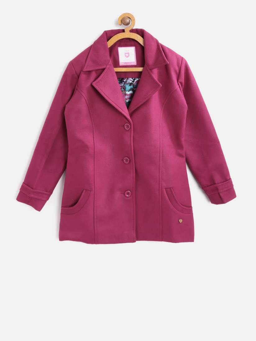 Buy 612 league Girls Pink Solid Pea Coat Coats for Girls 7288999 Myntra