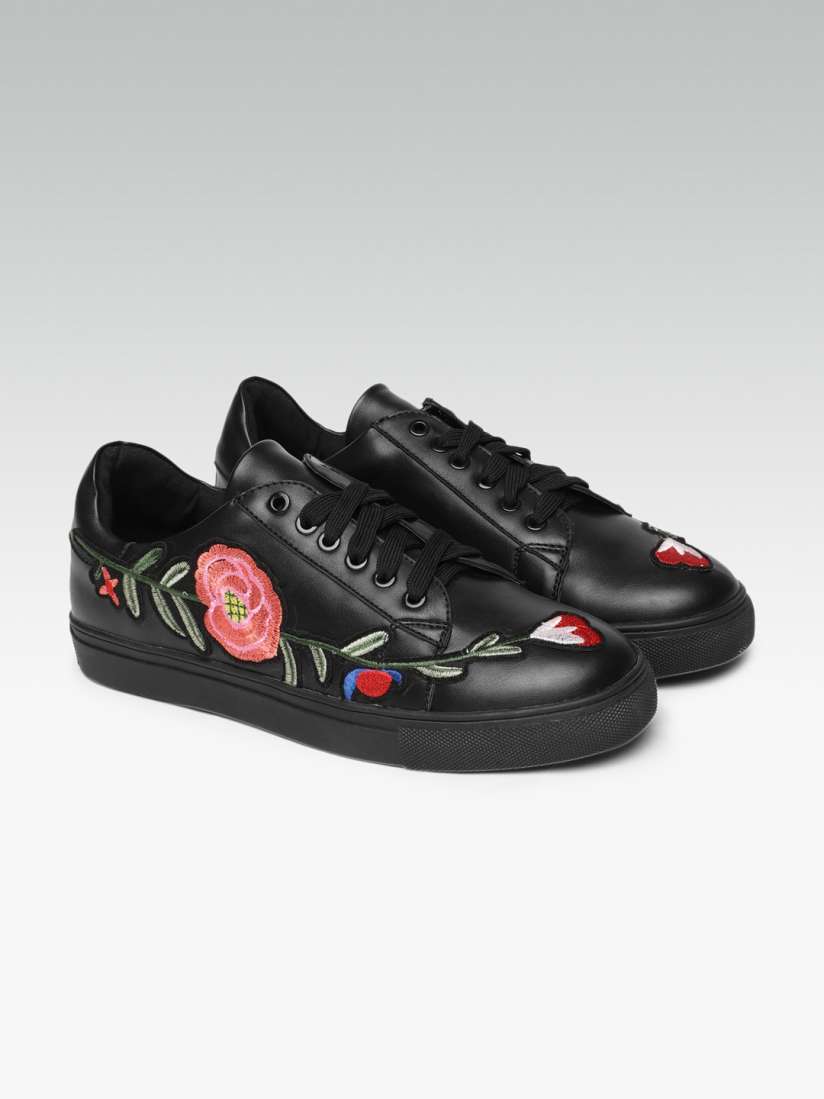 Buy Carlton London Women Black Embroidered Sneakers Casual Shoes for Women 7290996 Myntra