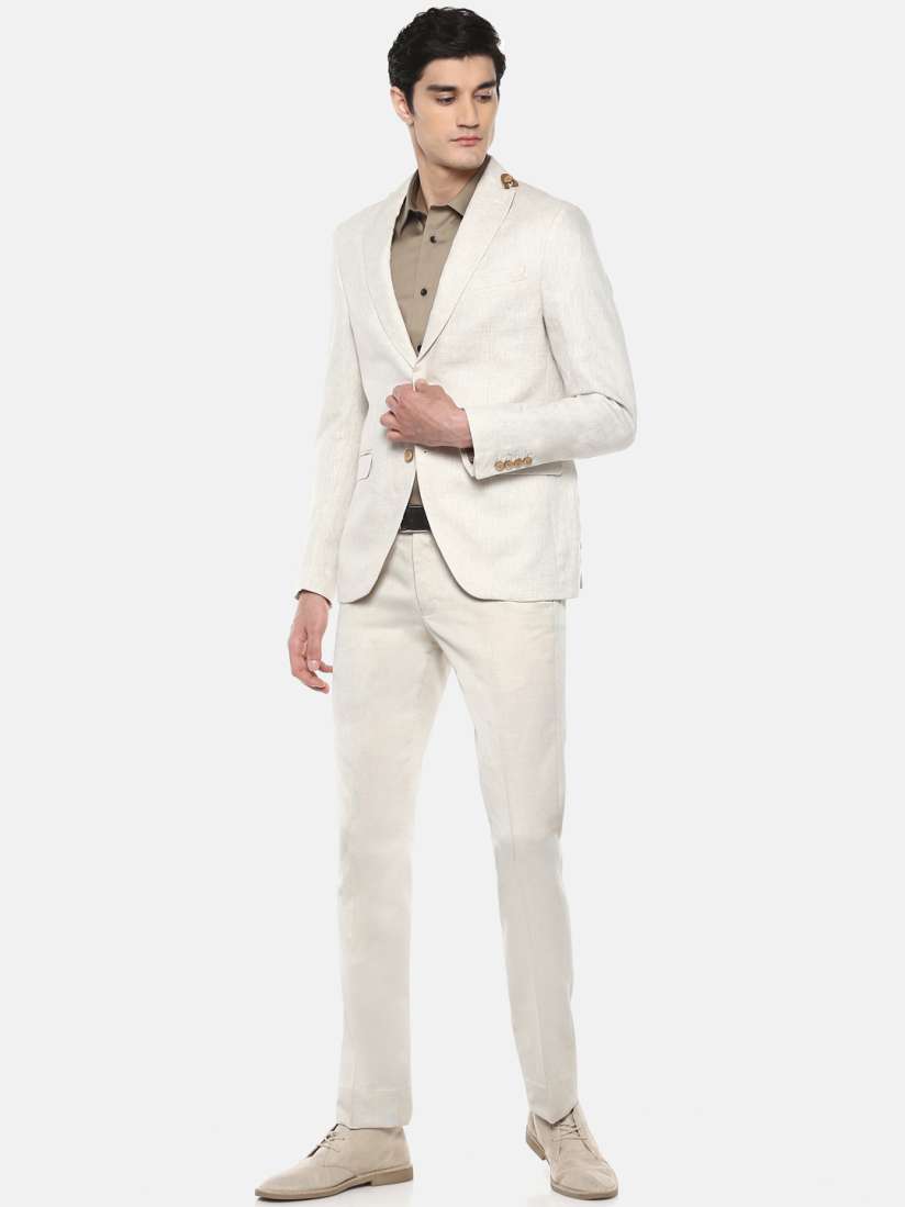 Buy Blackberrys Men Beige Solid Slim Fit Linen Smart Casual Blazer Blazers for Men 7293672 Myntra