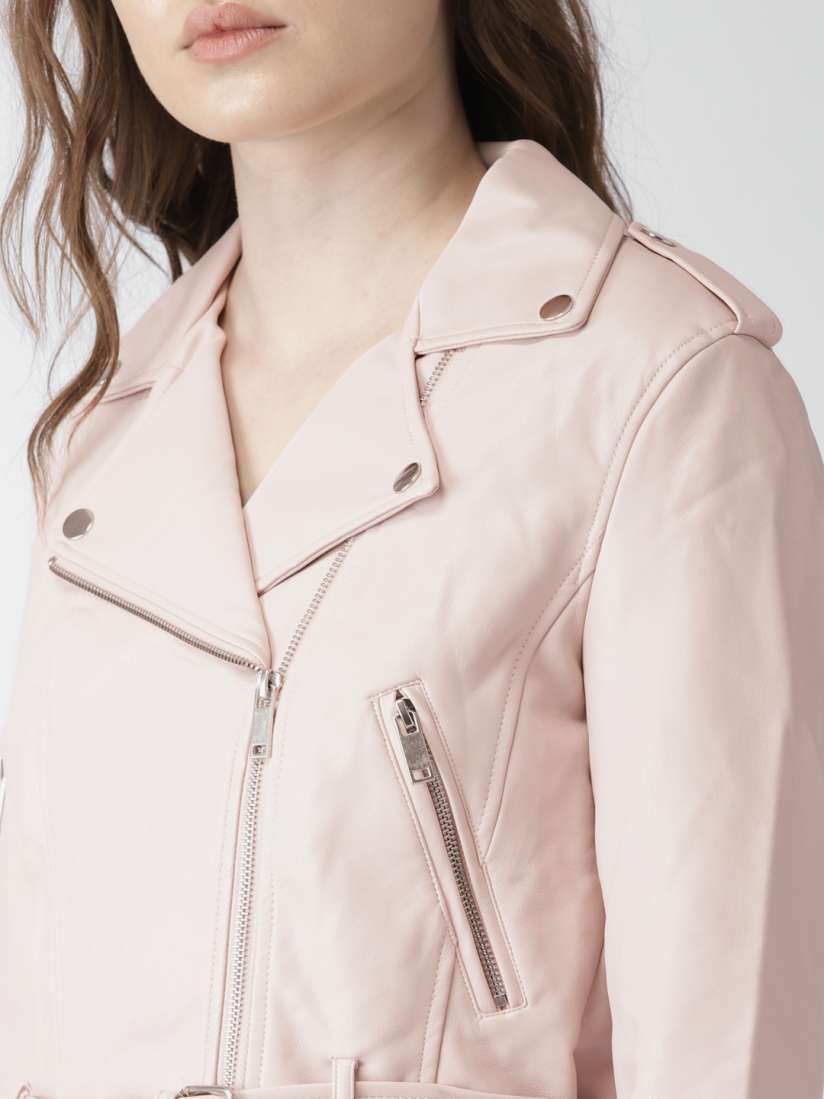 Buy FOREVER 21 Women Pink Solid Biker Jacket Jackets for Women 7294196 Myntra