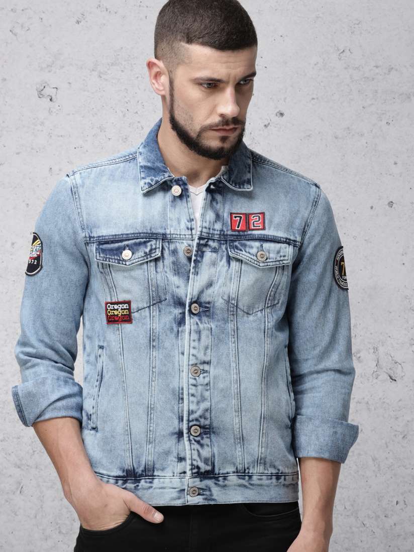 Ecko unltd men blue solid denim jacket shop