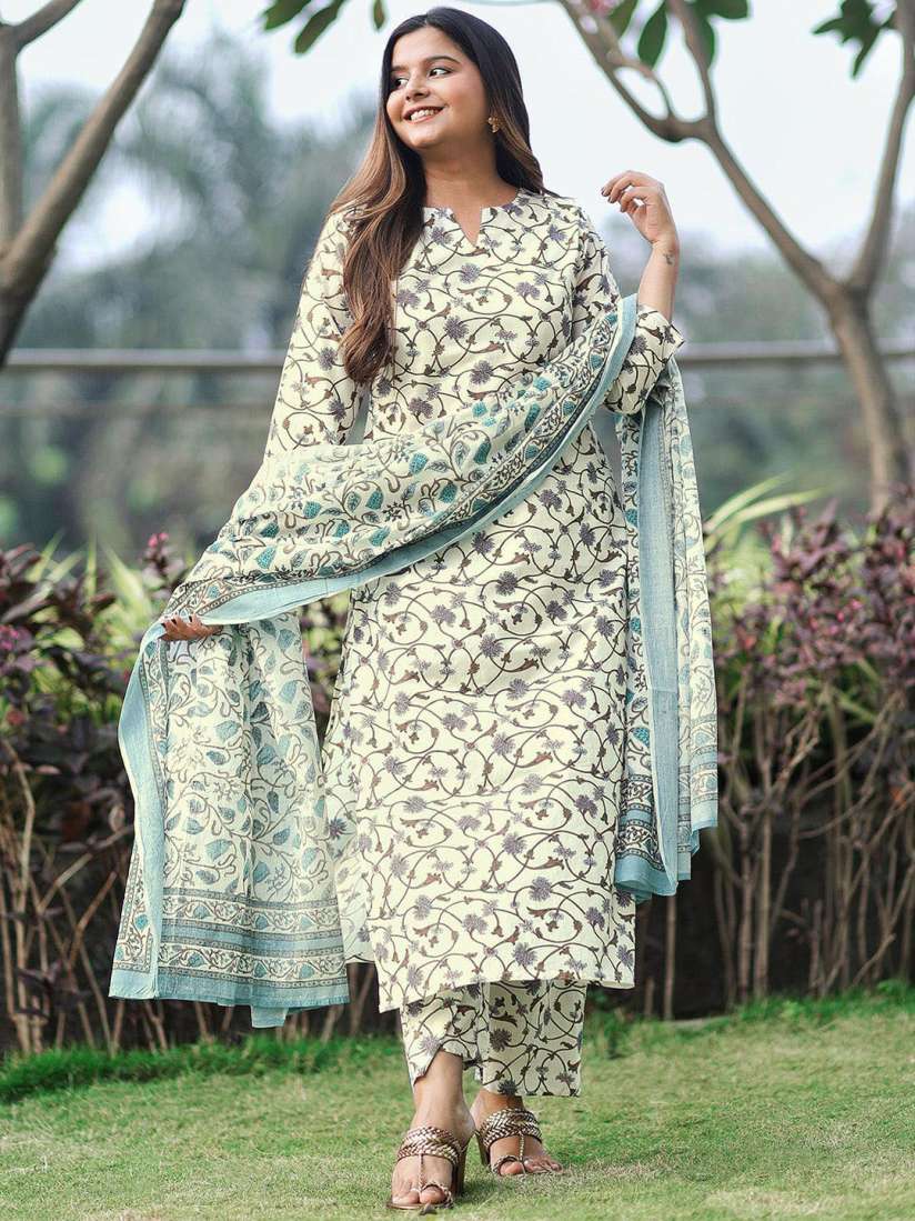 Buy Libas Floral Vine Pure Cotton Kurta Set Kurta Sets for Women 7319908 Myntra