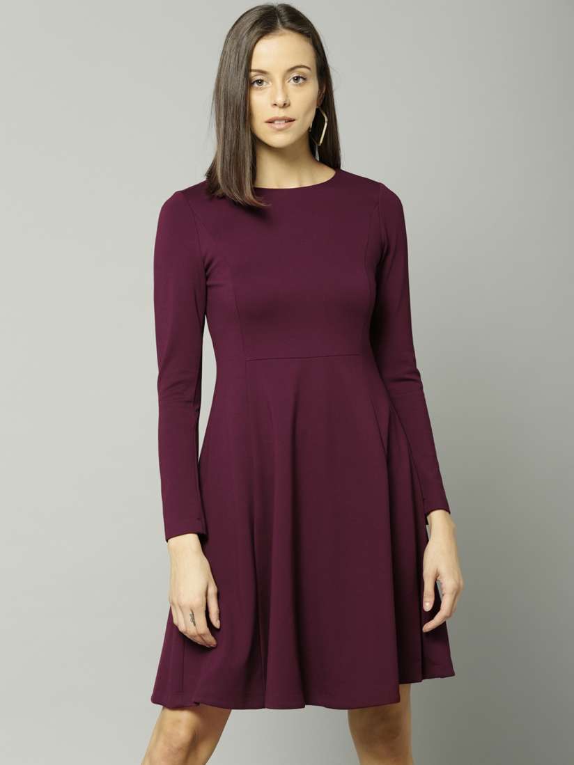 Buy Marks Spencer Women Burgundy Solid A Line Dress Dresses for Women 7323851 Myntra