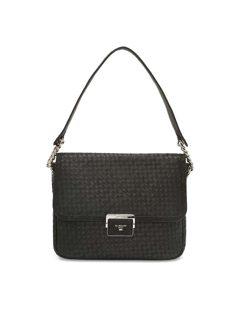 Black New Handbag Design 2018 Buy Da Milano Black Self Design