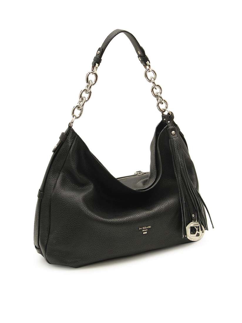 Buy Da Milano Black Solid Leather Hobo Bag Handbags for Women 7330691 Myntra