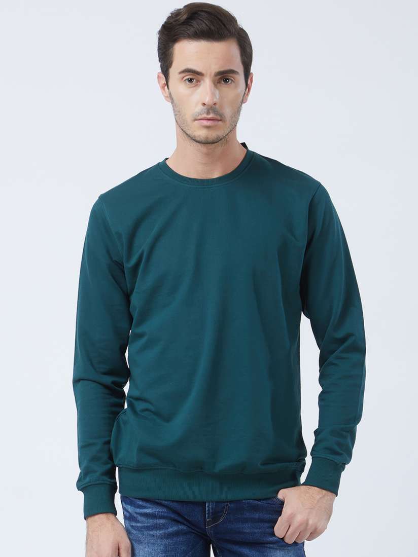Buy DEEZENO Men Teal Blue Solid Sweatshirt Sweatshirts for Men 7337195 Myntra