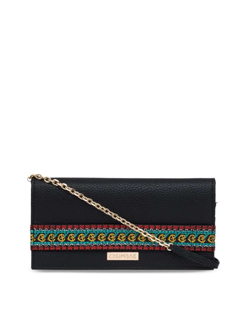 Buy Chumbak Black Embroidered Foldover Clutch Clutches for Women 7342260 Myntra