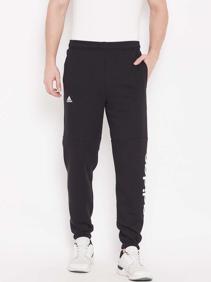 Buy ADIDAS Men Black Essentials Linear FT Joggers Track Pants for Men 7343089 Myntra