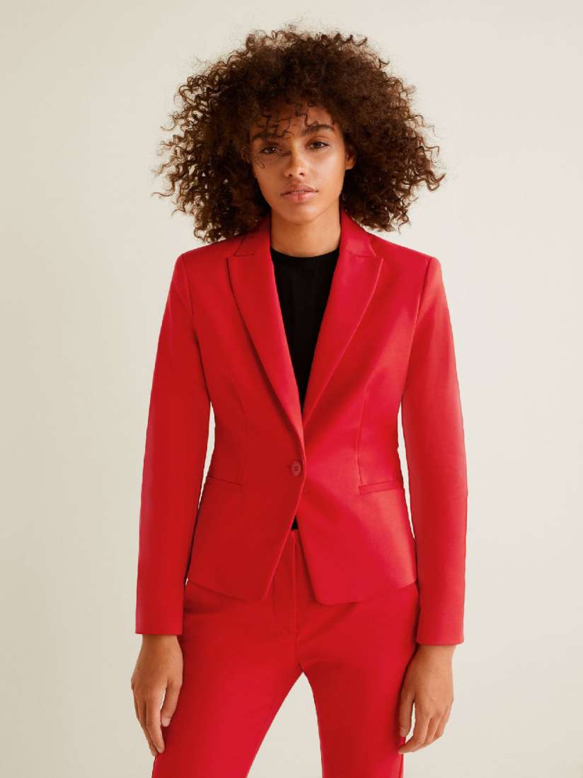 Buy MANGO Women Red Solid Single Breasted Casual Blazer Blazers for Women 7344418 Myntra