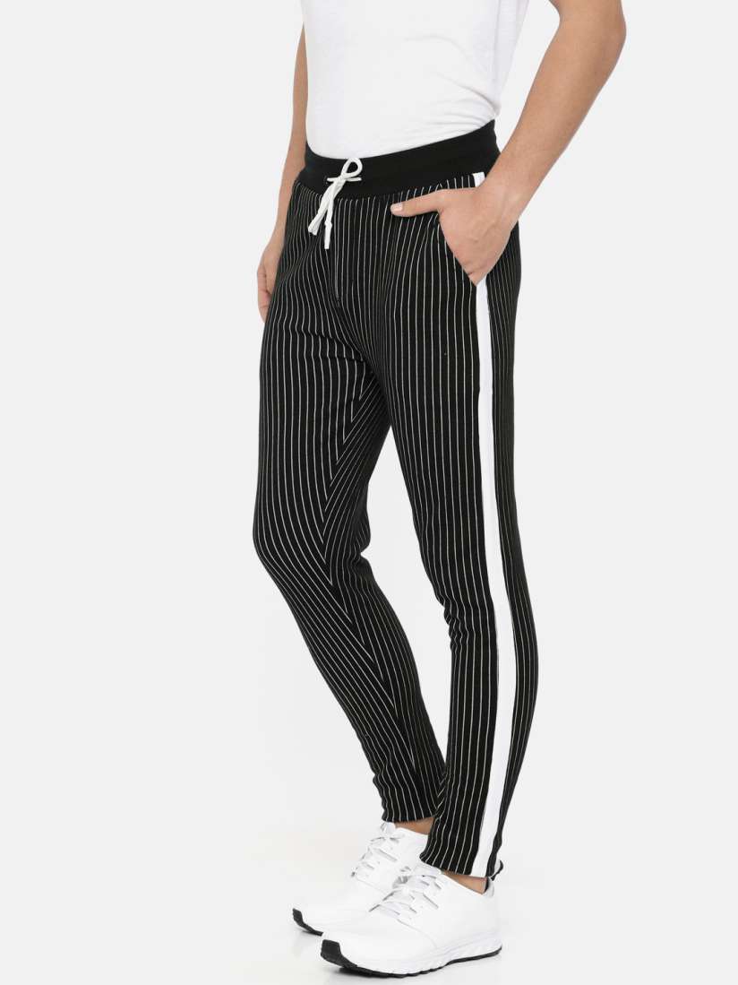 Buy SKULT by Shahid Kapoor Men Black White Stripped Regular Fit Track Pants Track Pants for Men 7370693 Myntra