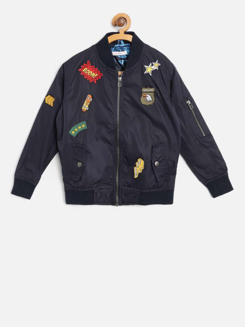 Buy SCULLERS Boys Navy Applique Detail Bomber Jacket Jackets for Boys 7370783 Myntra