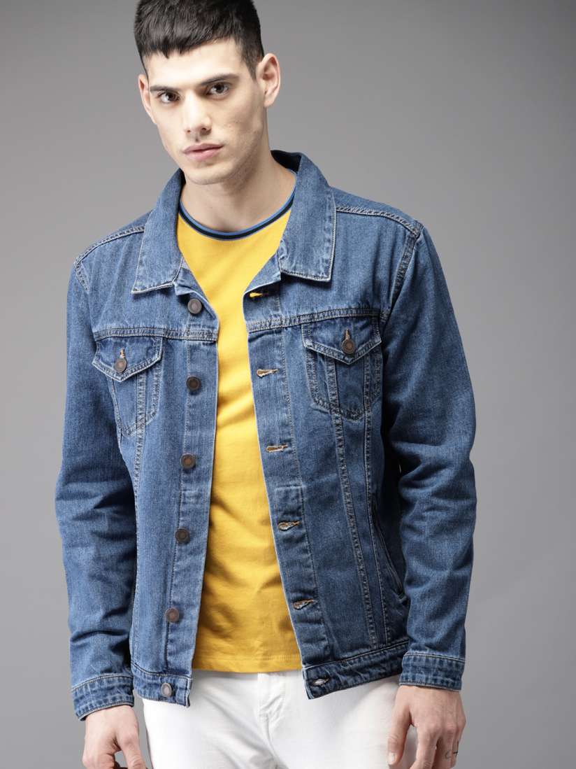 Buy Moda Rapido Men Blue Solid Denim Jacket Jackets for Men 7371462 Myntra