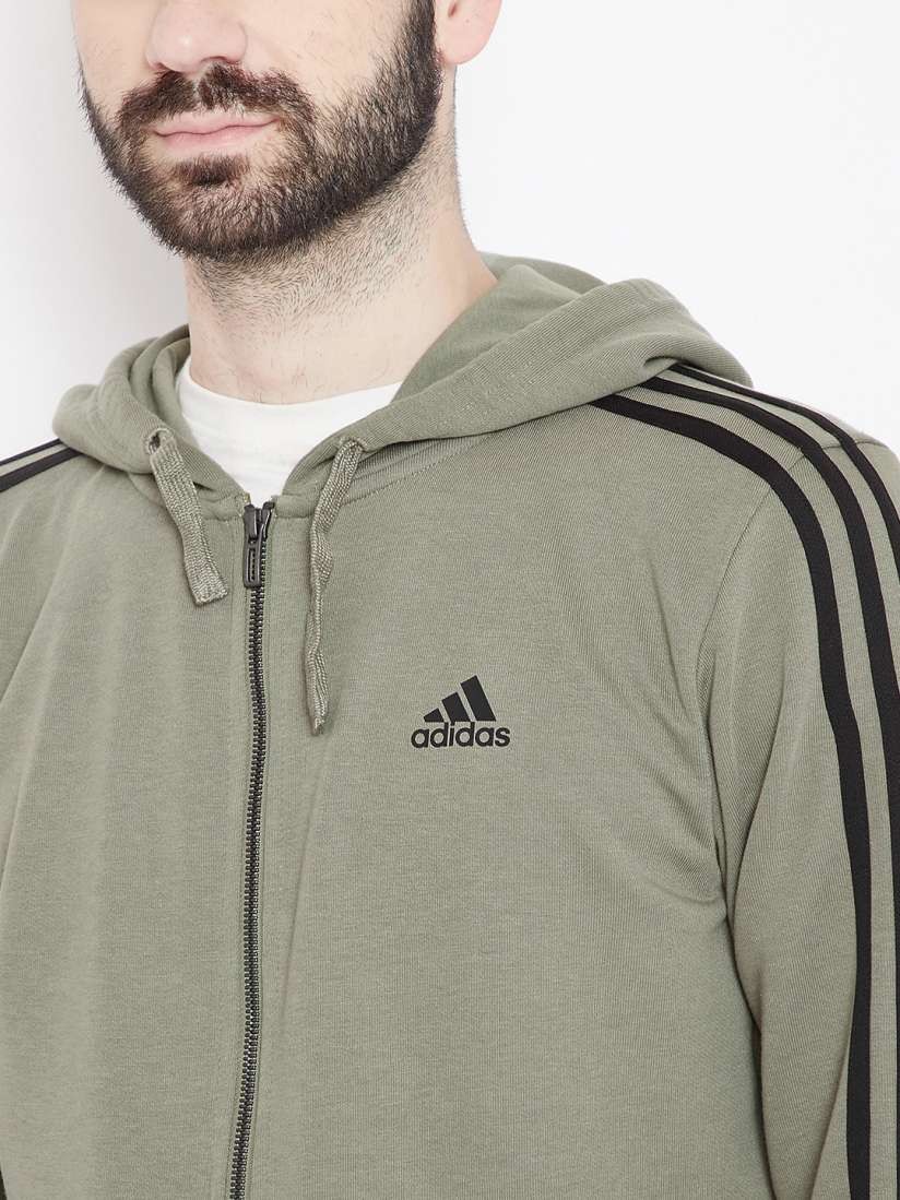Buy ADIDAS Men Olive Green Solid ESS 3S FZ FT Training Sustainable Sweatshirt Sweatshirts for Men 7371578 Myntra