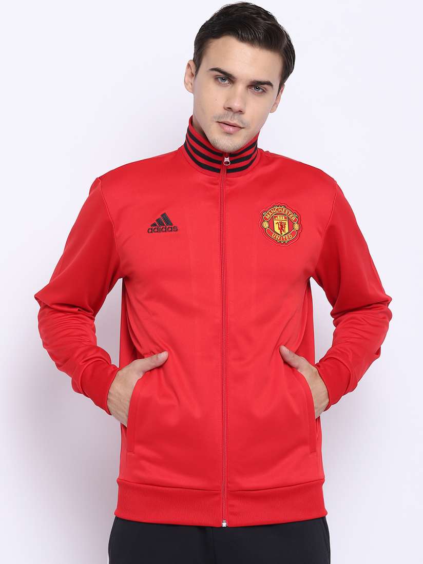 Buy ADIDAS Men Red Solid Manchester United 3S Track Jacket Jackets for Men 7371623 Myntra