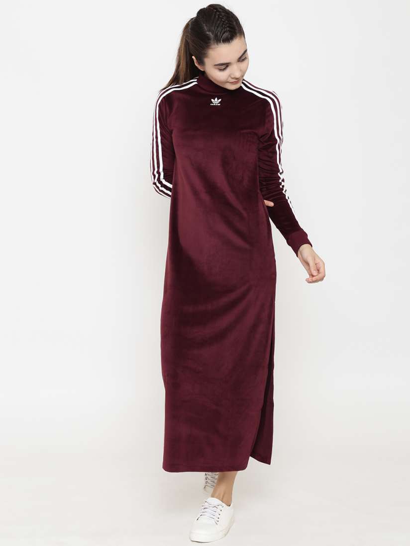 Buy ADIDAS Originals Women Burgundy Trefoil Solid Maxi Dress Dresses for Women 7371653 Myntra