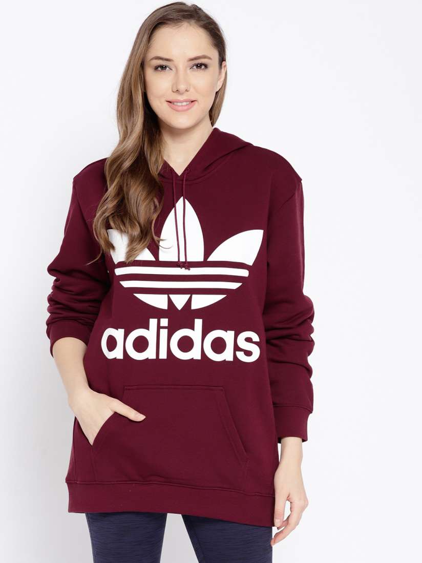 Burgundy adidas sweater womens sale