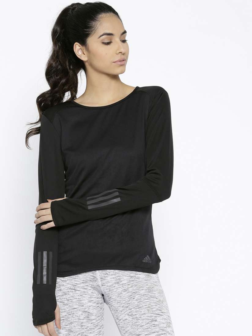 Buy ADIDAS Women Black Solid Response Long Sleeve Running T shirt Tshirts for Women 7401440 Myntra