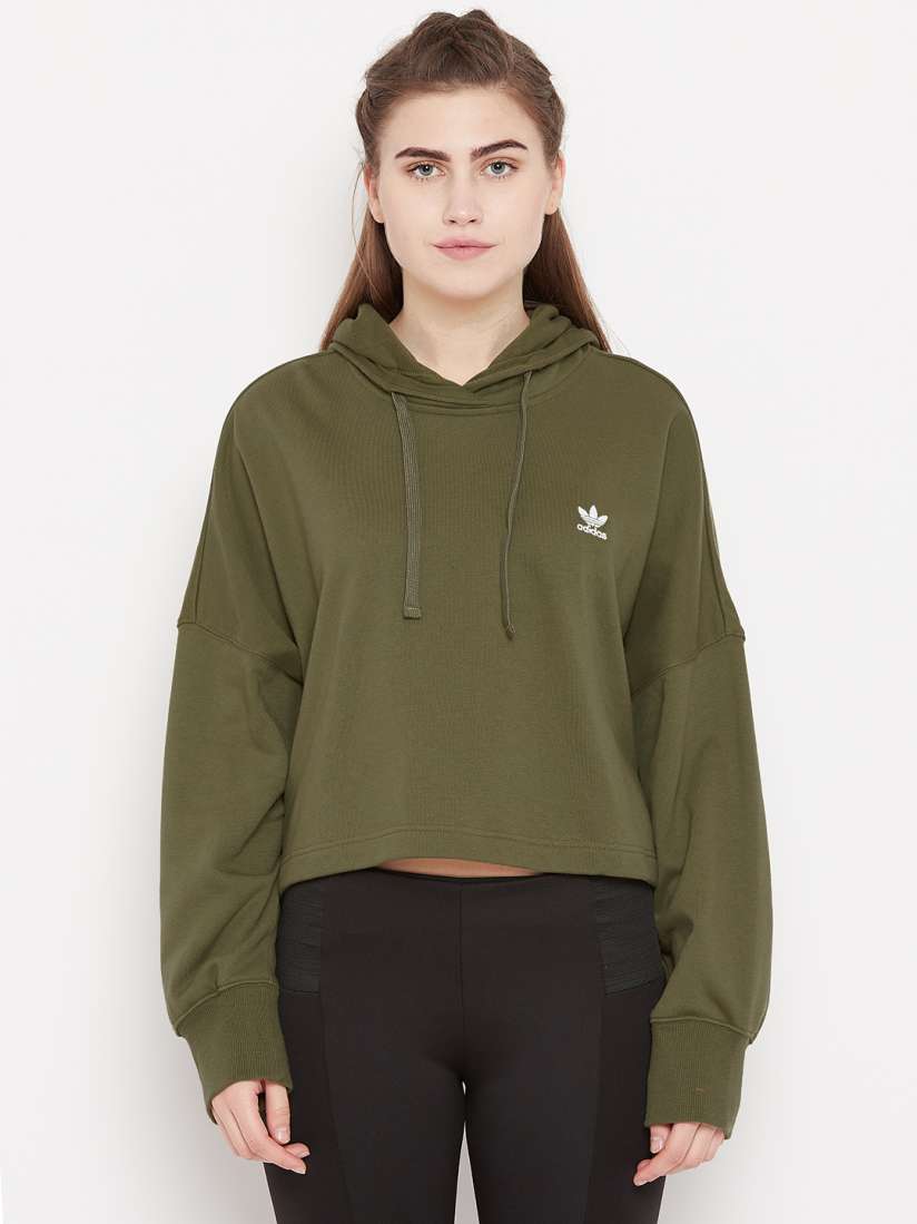 Olive green adidas sweatshirt womens cheap