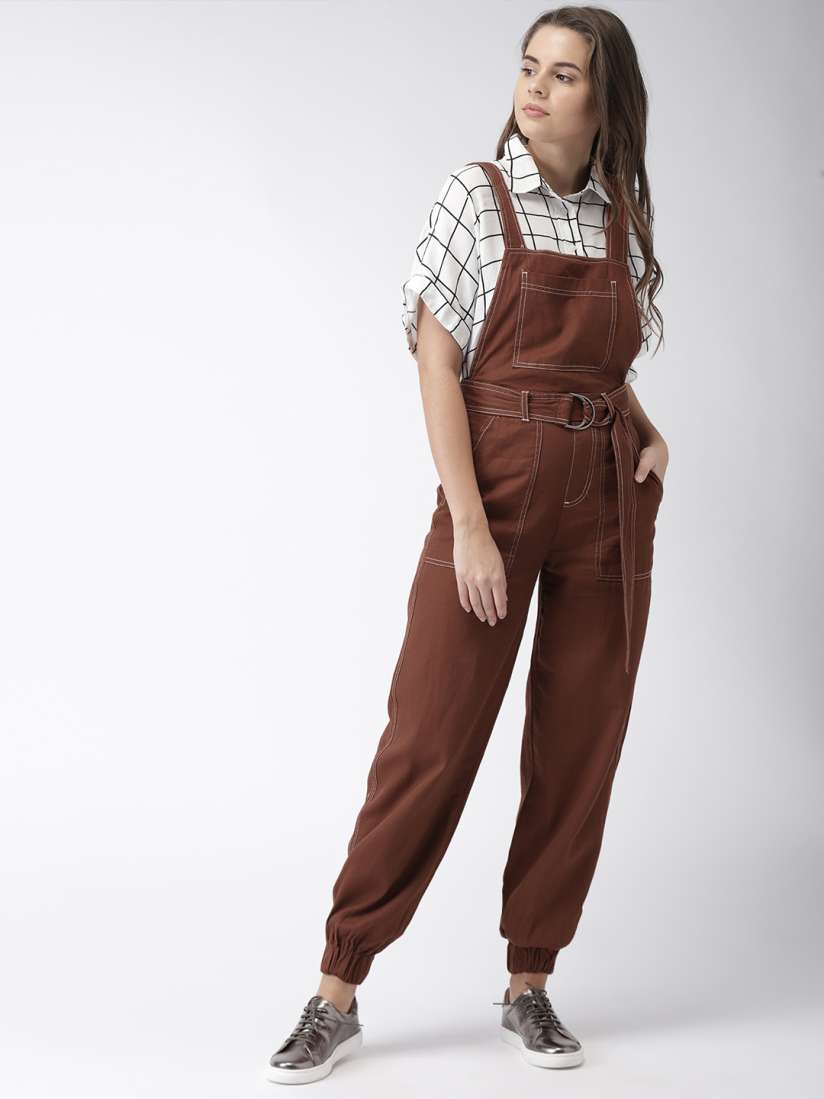 Buy FOREVER 21 Women Rust Brown Dungarees Dungarees for Women 7411970 Myntra