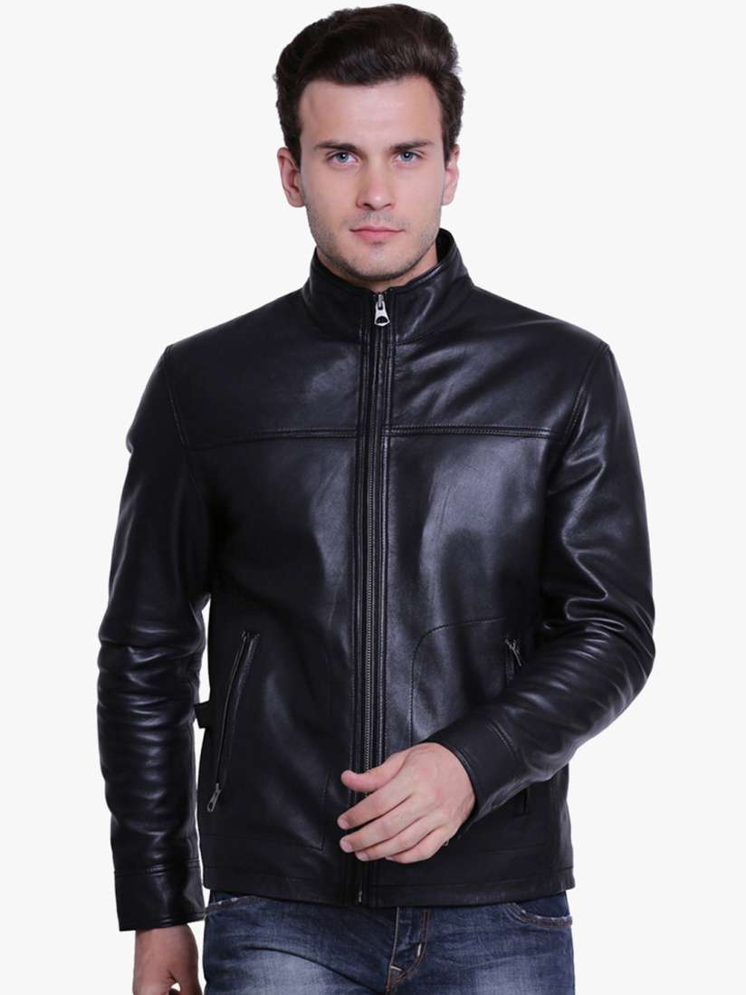 Buy Justanned Men Black Solid Leather Jacket Jackets for Men 7416013 Myntra