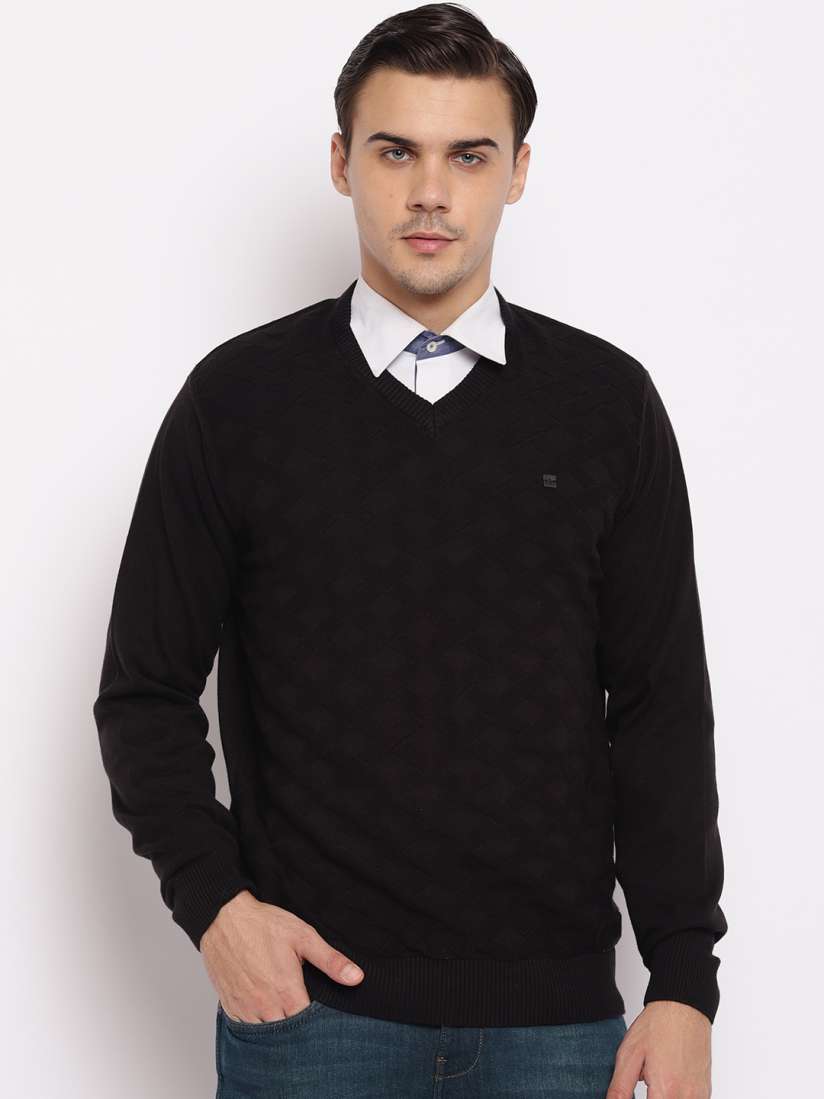 Buy 98 Degree North Men Black Self Design Sweater Sweaters for Men 7418280 Myntra