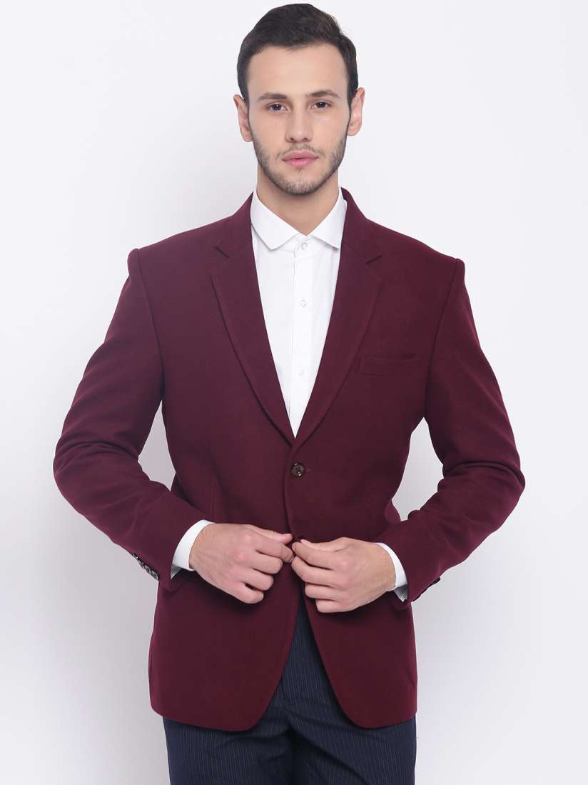 Buy PLATINUM Studio Maroon Solid Single Breasted Regular Fit Casual Blazer Blazers for Men 7419377 Myntra