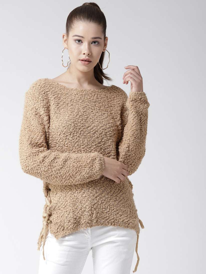 Buy Fort Collins Women Beige Fuzzy Sweater Sweaters for Women 7421474 Myntra