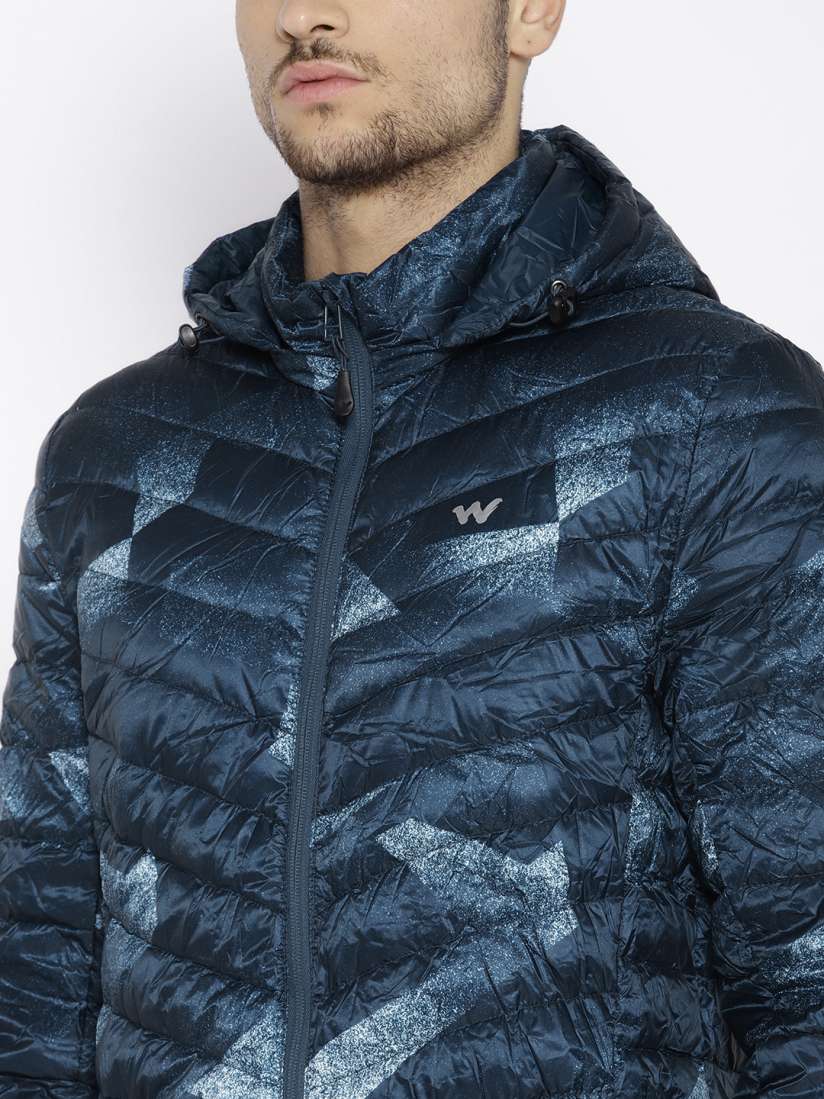 Buy Wildcraft Men Navy Blue Printed Padded with Detachable Hood Sub Zero Down Jacket Jackets for Men 7422219 Myntra