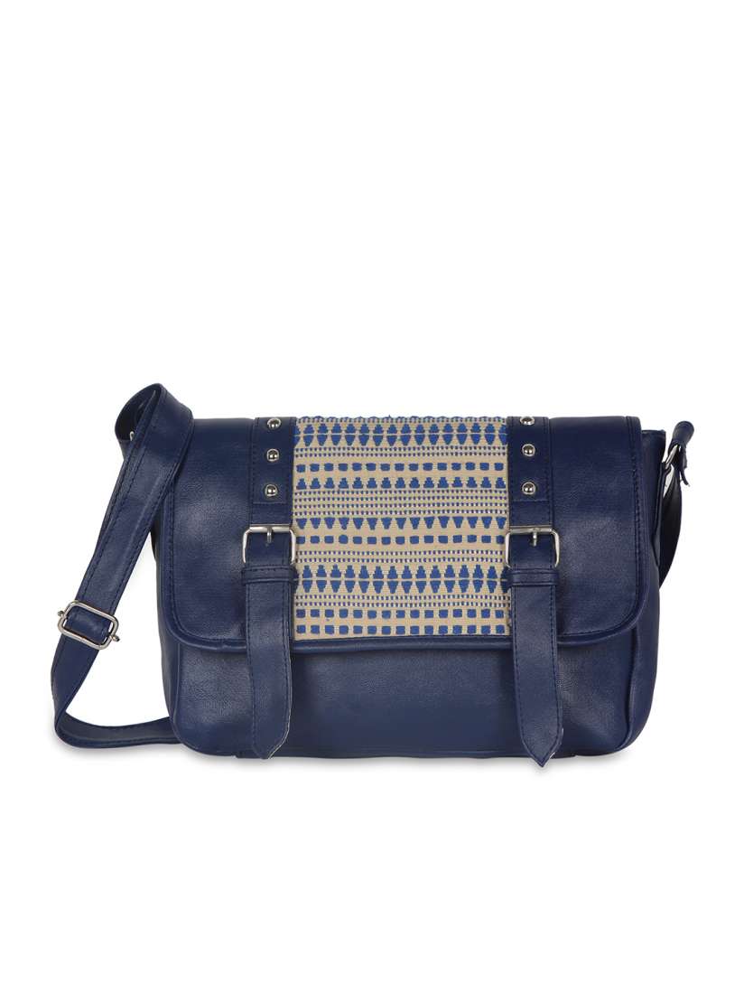 Buy Kanvas Katha Blue Self Design Sling Bag Handbags for Women 7426462 Myntra
