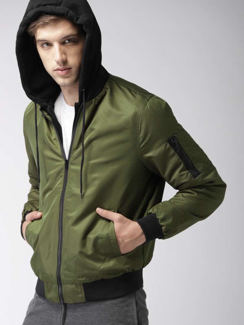 Buy FOREVER 21 Men Olive Green Solid Bomber Jackets for Men 7428387 Myntra