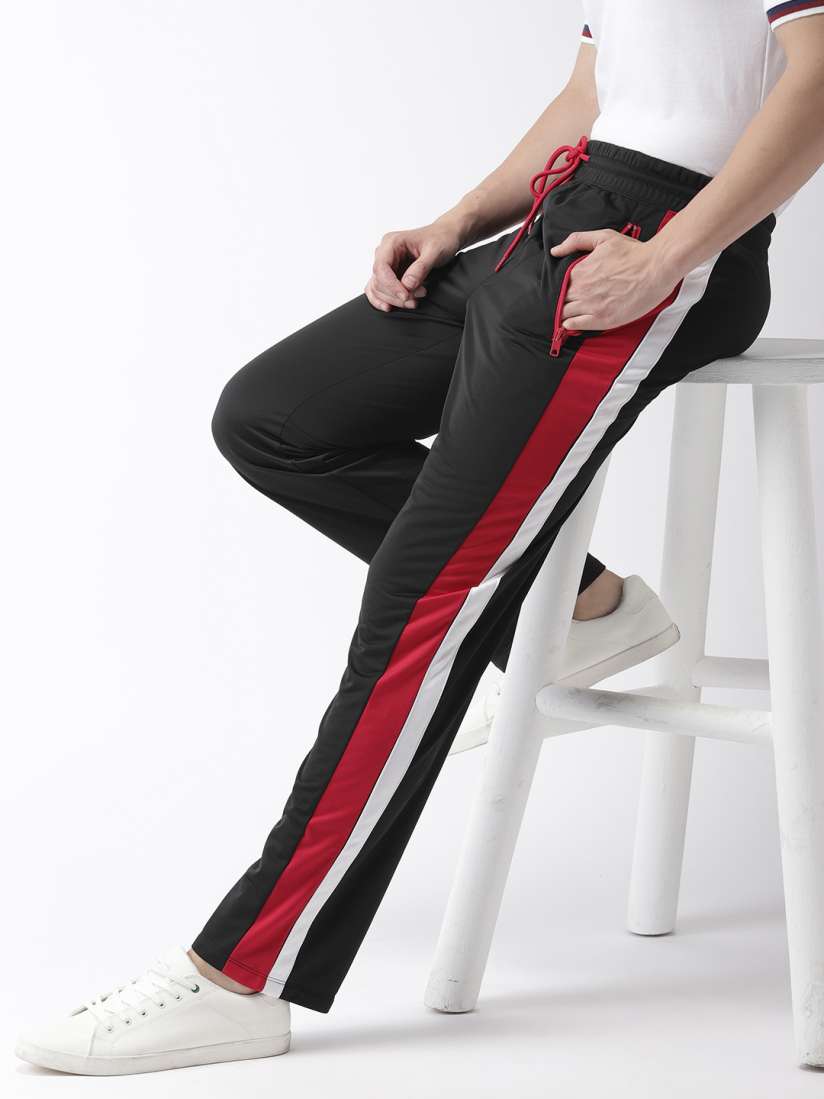 Buy FOREVER 21 Men Black Red Solid Track Pants Track Pants for Men 7428435 Myntra