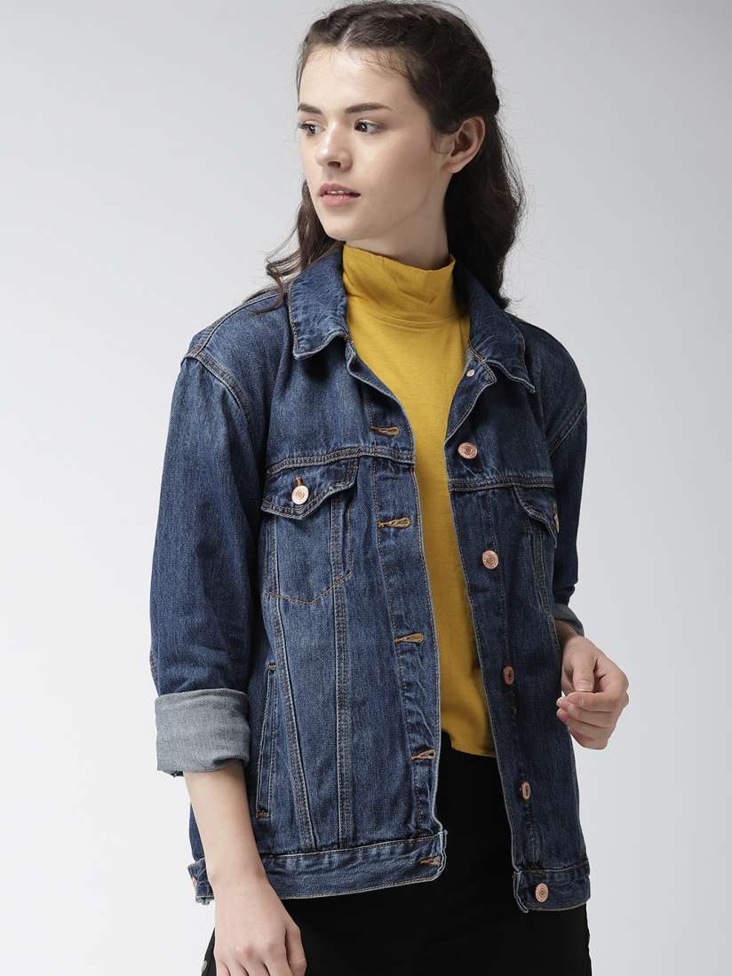 Buy FOREVER 21 Women Blue Faded Denim Jacket Jackets for Women 7428462 Myntra