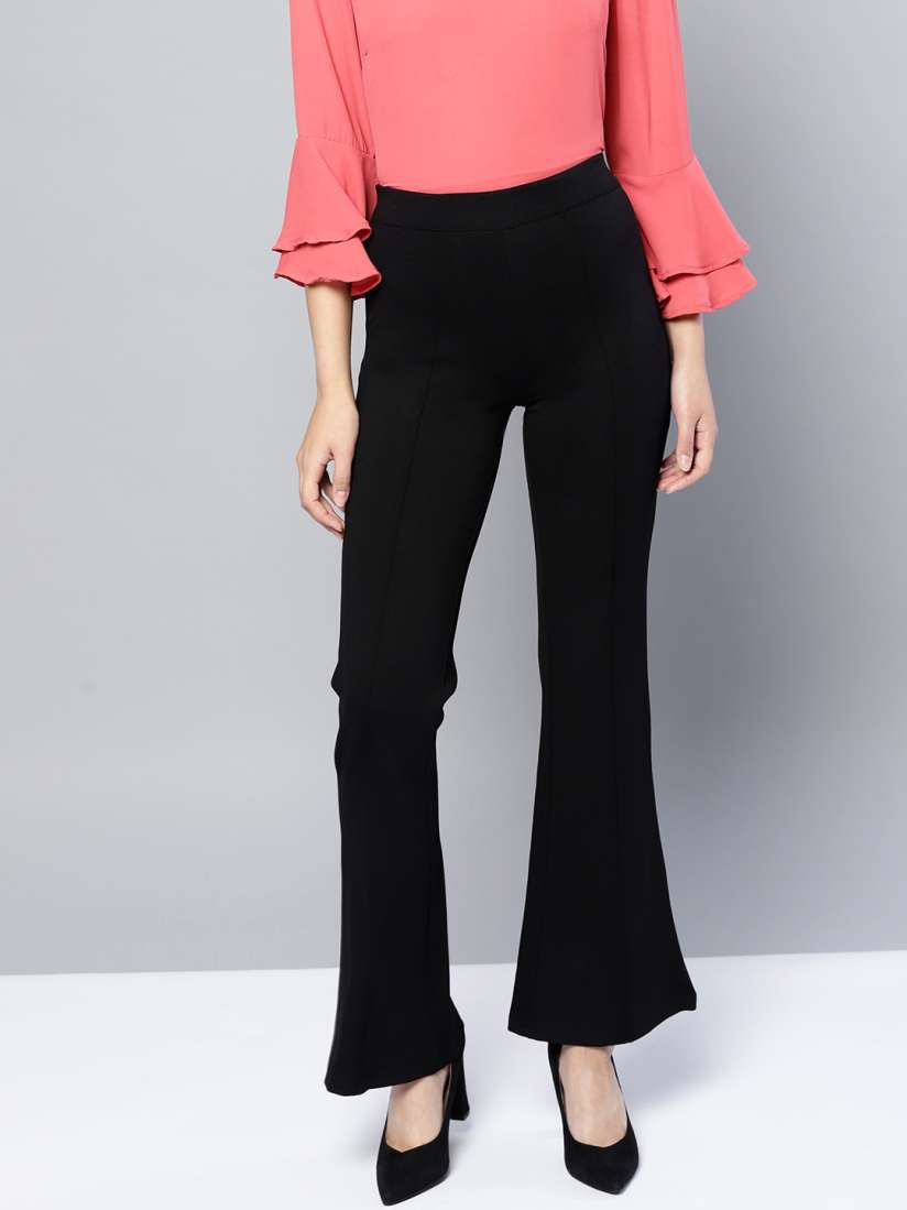 Buy Harpa Women Black Solid Bootcut Treggings Jeggings for Women 7431214 Myntra