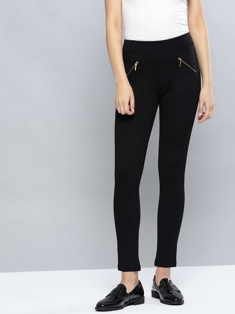 Buy Harpa Women Black Solid Treggings Jeggings for Women 7431216 Myntra