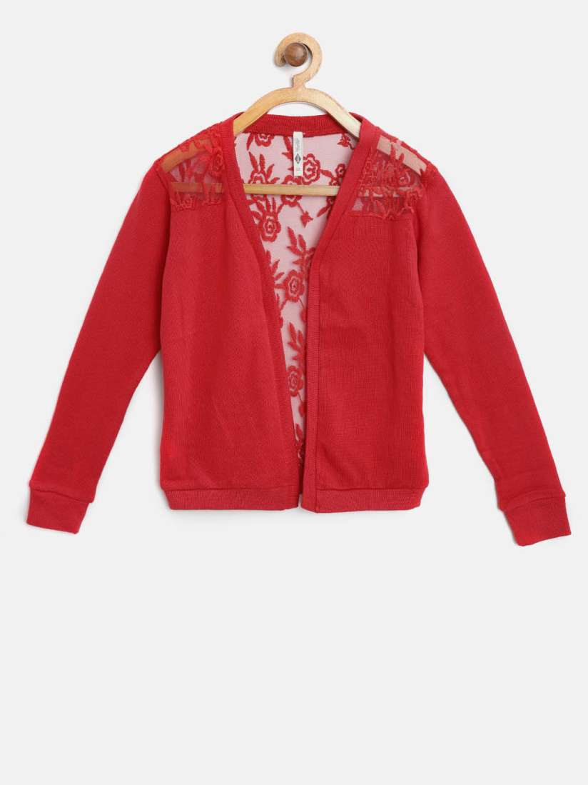 Buy Lee Cooper Girls Red Self Design Front Open Sweater Sweaters for Girls 7433084 Myntra