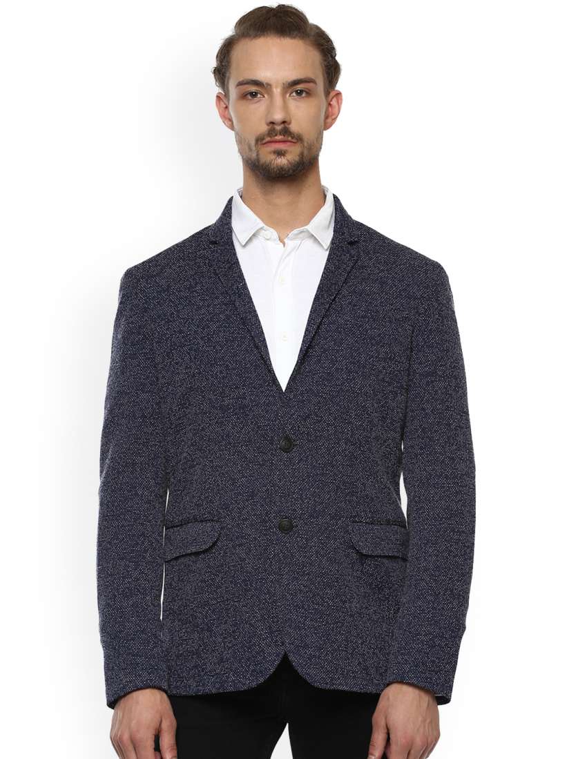 Buy Mufti Men Blue Self Design Slim Fit Single Breasted Casual Blazer Blazers for Men 7433789 Myntra