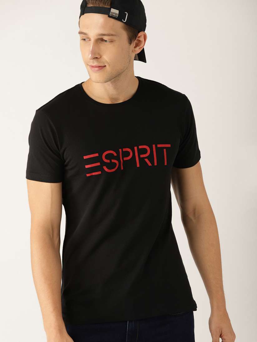 Buy ESPRIT Men Black Solid Slim Fit Round Neck T shirt Tshirts for Men 7435819 Myntra