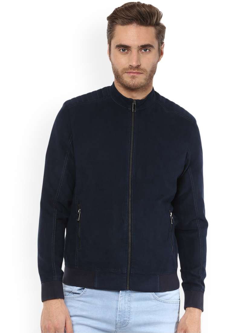 Buy Mufti Men Navy Blue Solid Bomber Jackets for Men 7436471 Myntra
