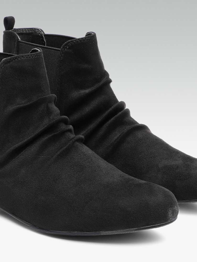 Buy Dune London Women Black Solid Synthetic Mid Top Flat Boots Boots for Women 7436679 Myntra