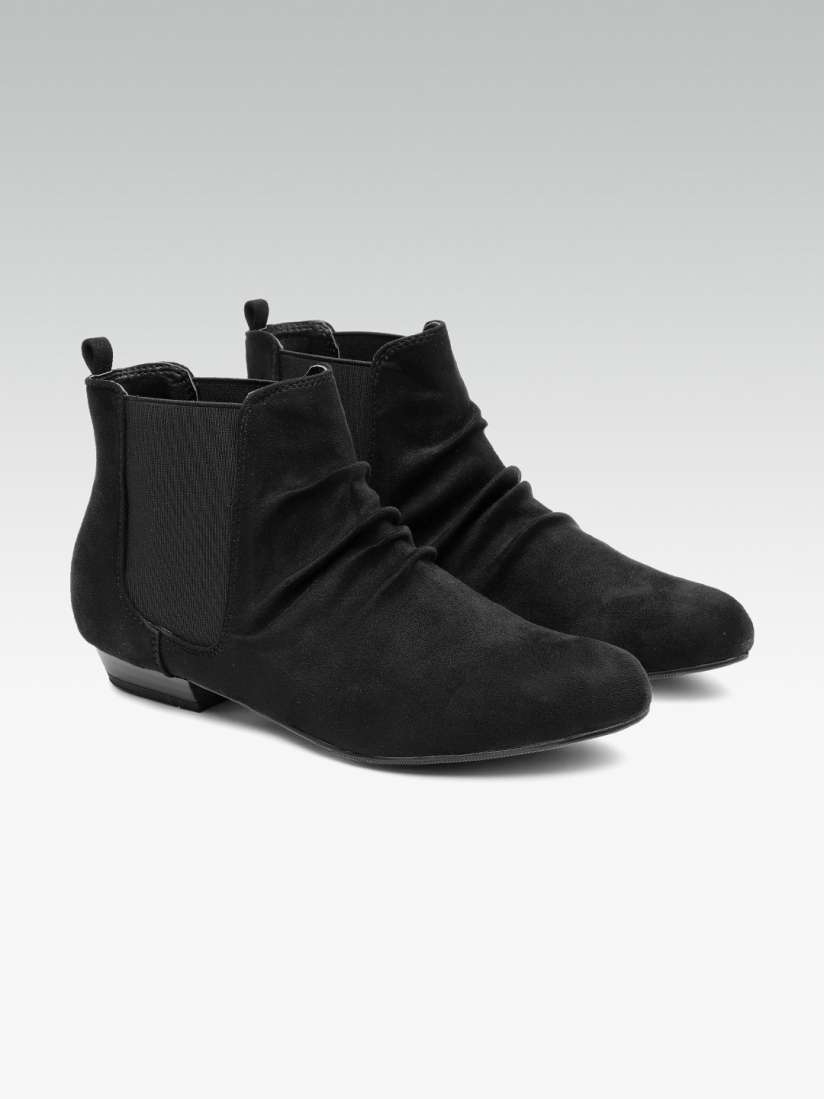 Buy Dune London Women Black Solid Synthetic Mid Top Flat Boots Boots for Women 7436679 Myntra