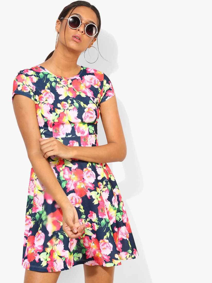 Buy Honey by Pantaloons Navy Blue Pink Floral Printed A Line Dress Dresses for Women 7444041 Myntra