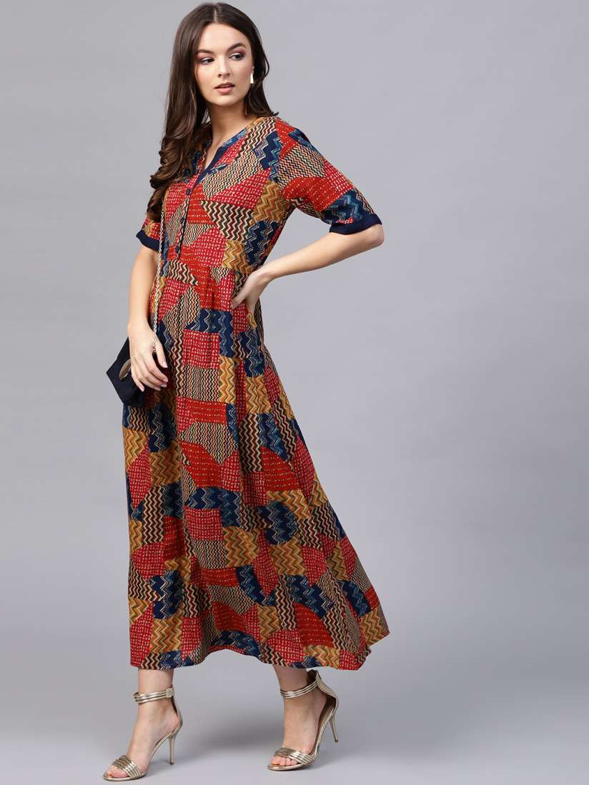 Buy ANAISA Women Multicoloured Printed Maxi Dress Dresses for Women 7447479 Myntra