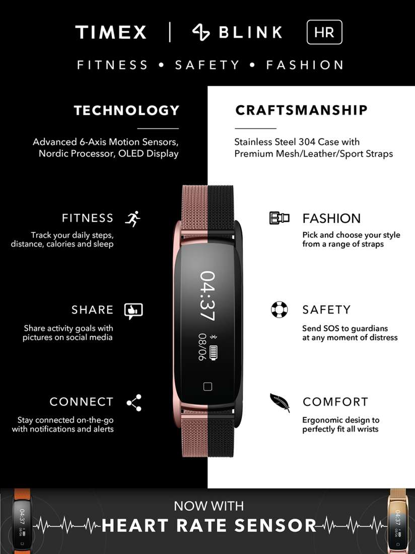 Buy TIMEX Unisex Blink Black Smart Band TW00SOS07 Fitness Bands for Unisex 7450744 Myntra