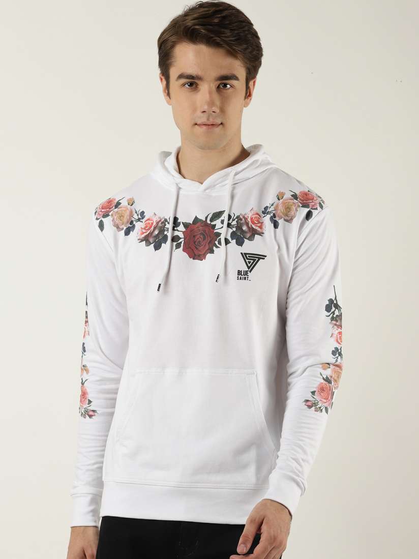 Buy Blue Saint Men White Maroon Printed Hooded Sweatshirt Sweatshirts for Men 7452891 Myntra